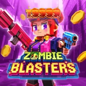 Tampilan antarmuka slot Zombie Blasters dengan tema retro arcade