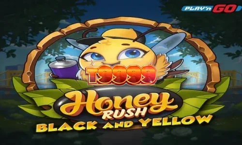 Tampilan grid heksagonal neon dalam Honey Rush Black and Yellow